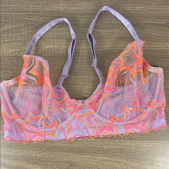 Savage X Fenty Other - Savage Fenty Lace Underwire Bra in Lavender with Embroidered Stars